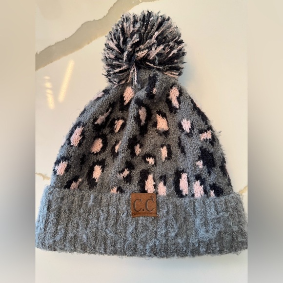 C.C Accessories - C.C Gray and Pink Pom-Pom Beanie